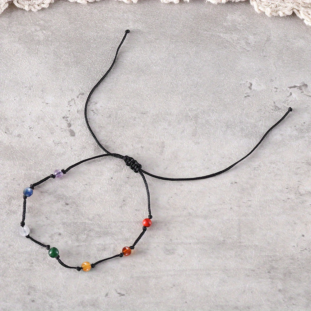 Boho 7 Chakra Stone Anklet Handcrafted Yoga Beach Foot Jewelry